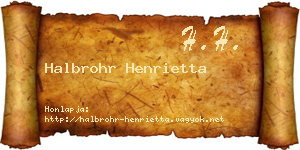 Halbrohr Henrietta névjegykártya
